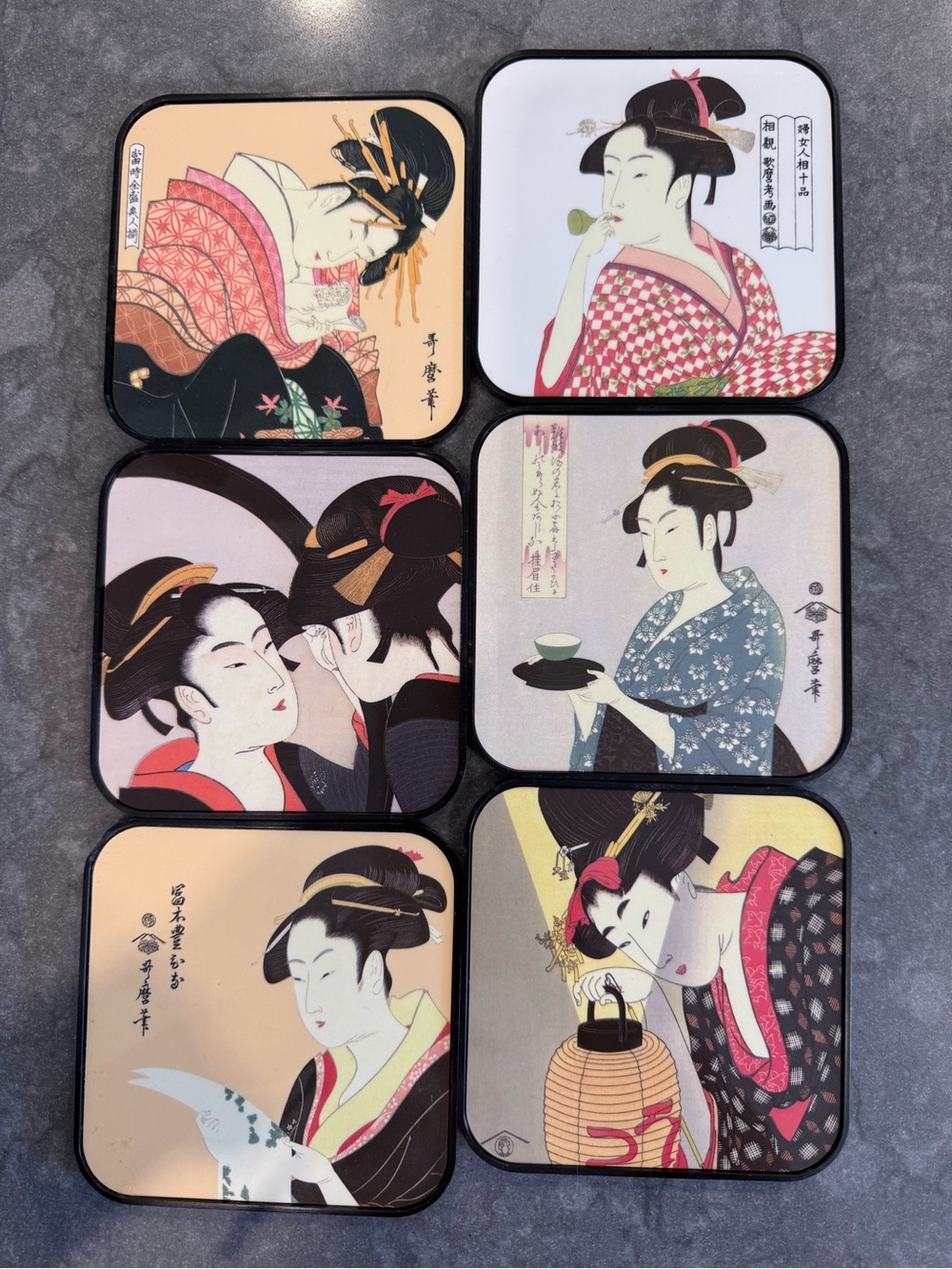$7 bundle item - Set of 6 Coasters Ukiyoe design